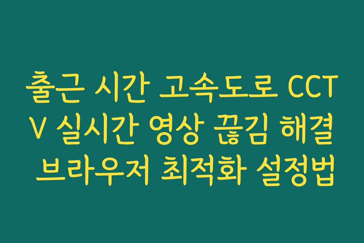 출근 시간 고속도로 CCTV 실시간 영상 끊김 해결 브라우저 최적화 설정법 출근 시간 고속도로 CCTV 실시간 영상 끊김 해결 브라우저 최적화 설정법