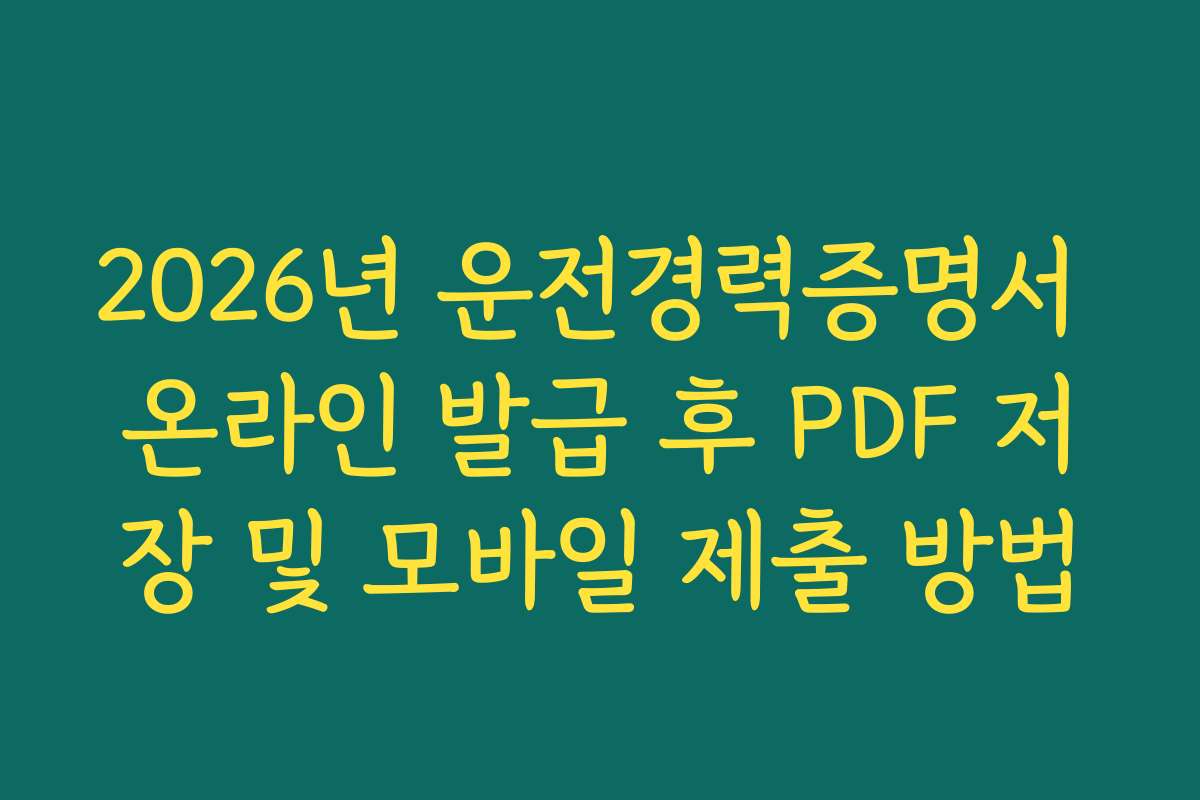 2026년 운전경력증명서 온라인 발급 후 PDF 저장 및 모바일 제출 방법