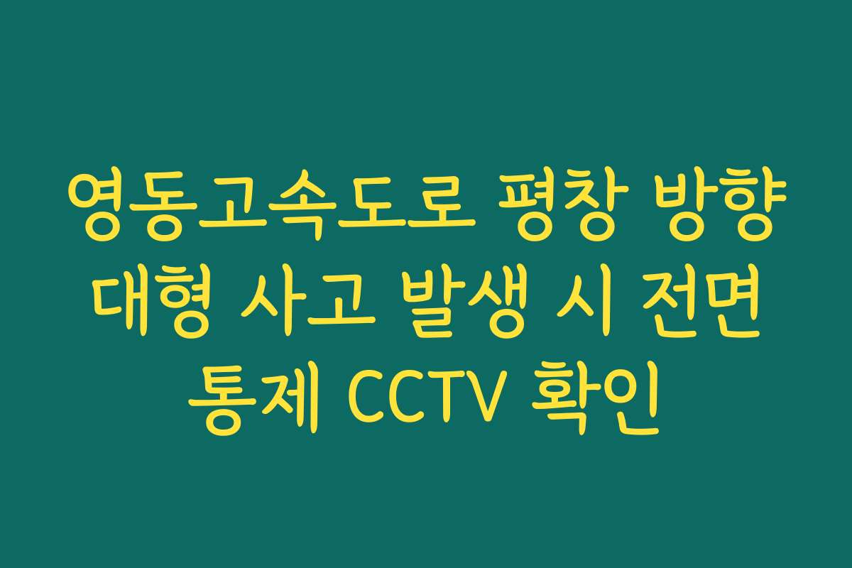영동고속도로 평창 방향 대형 사고 발생 시 전면 통제 CCTV 확인