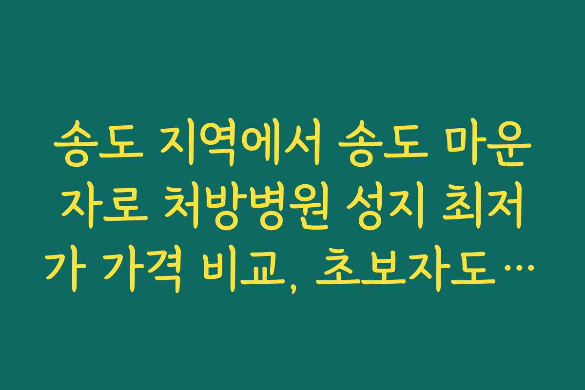 송도 지역에서 송도 마운자로 처방병원 성지 최저가 가격 비교, 초보자도 이해하기 쉬운 설명