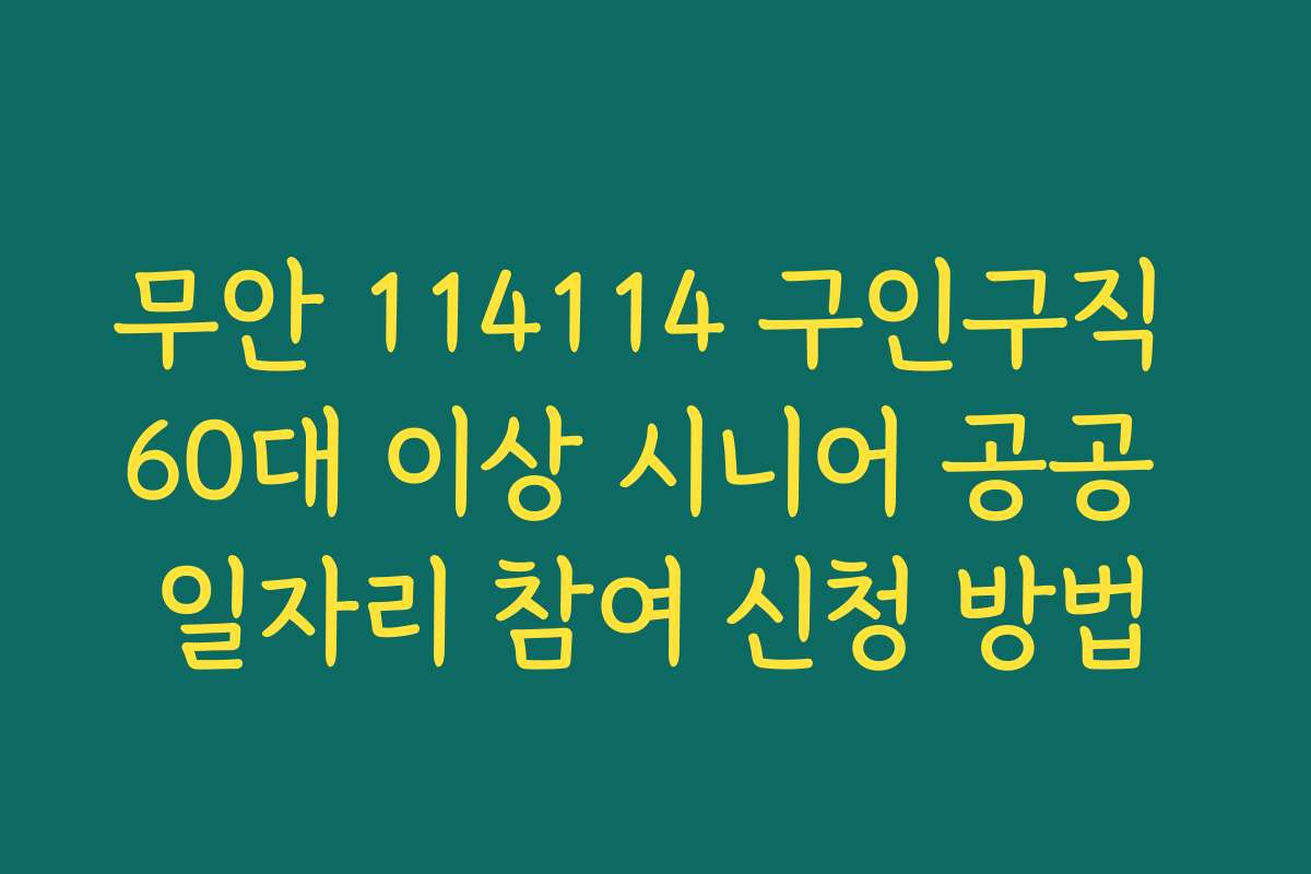 무안 114114 구인구직 60대 이상 시니어 공공 일자리 참여 신청 방법
