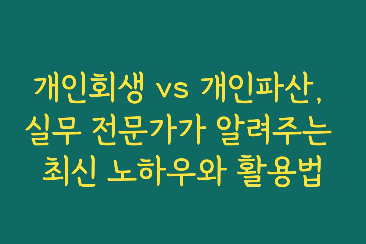 개인회생 vs 개인파산, 실무 전문가가 알려주는 최신 노하우와 활용법