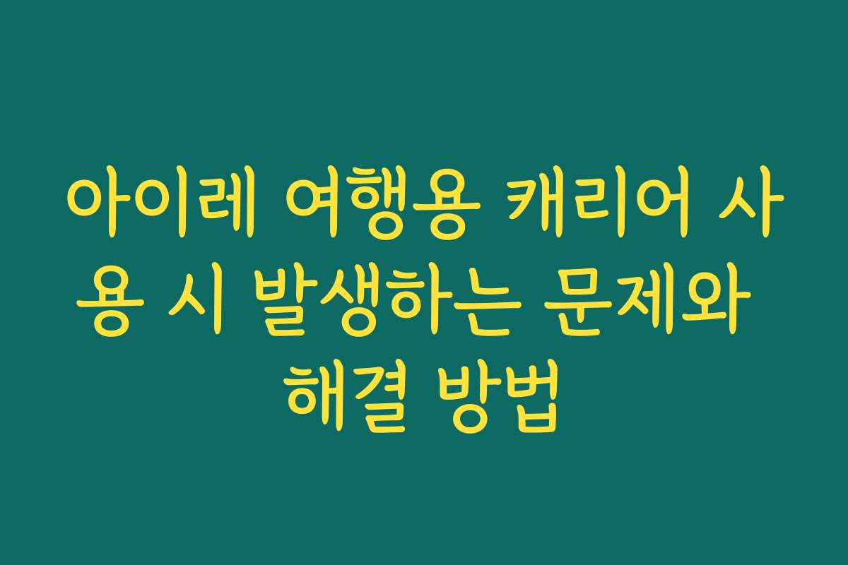 아이레 여행용 캐리어 사용 시 발생하는 문제와 해결 방법