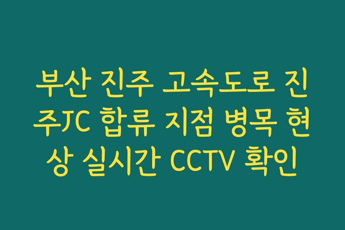 부산 진주 고속도로 진주JC 합류 지점 병목 현상 실시간 CCTV 확인
