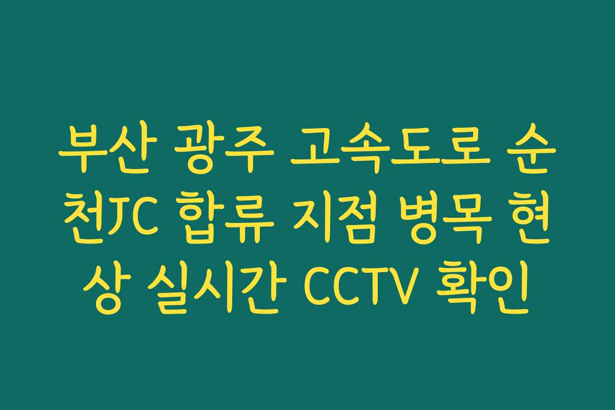 부산 광주 고속도로 순천JC 합류 지점 병목 현상 실시간 CCTV 확인