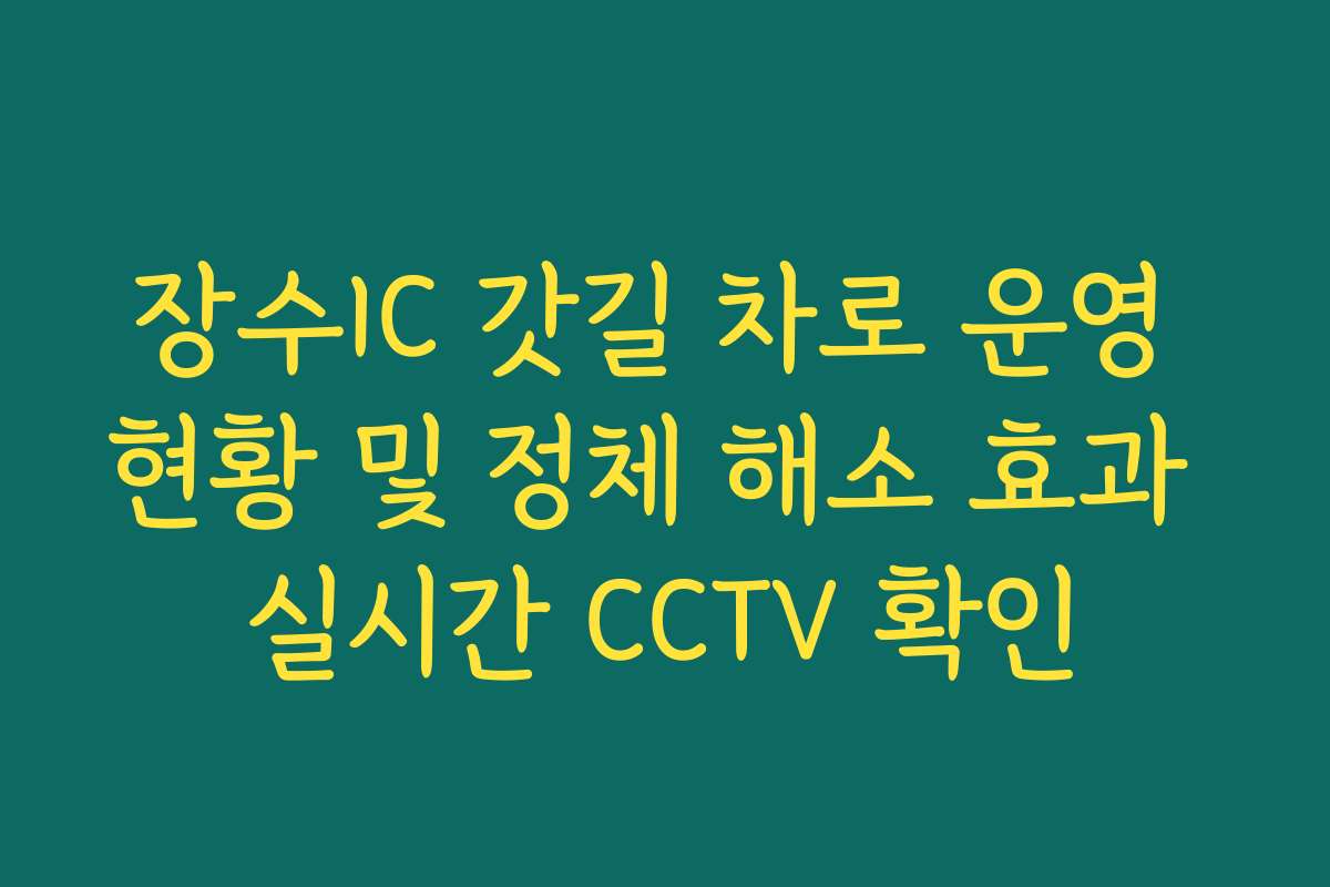 장수IC 갓길 차로 운영 현황 및 정체 해소 효과 실시간 CCTV 확인 장수IC 갓길 차로 운영 현황 및 정체 해소 효과 실시간 CCTV 확인