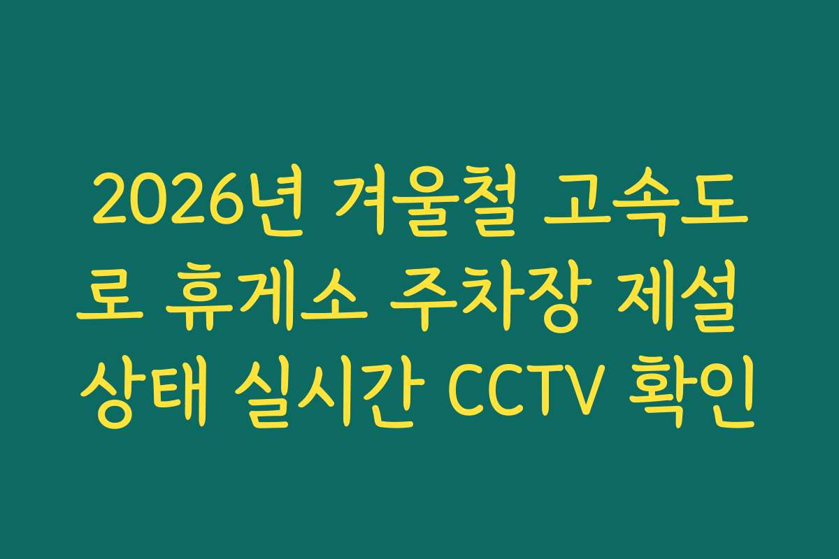 2026년 겨울철 고속도로 휴게소 주차장 제설 상태 실시간 CCTV 확인