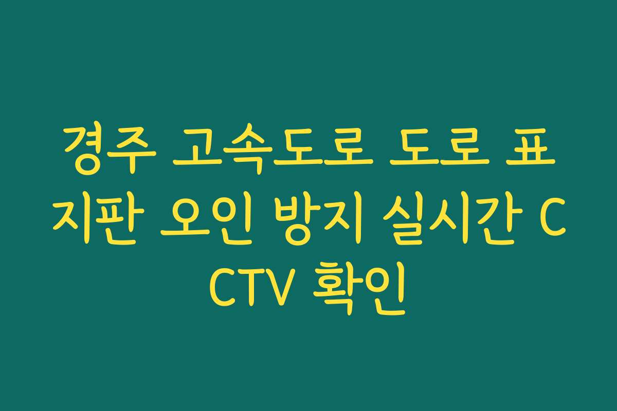 경주 고속도로 도로 표지판 오인 방지 실시간 CCTV 확인 경주 고속도로 도로 표지판 오인 방지 실시간 CCTV 확인