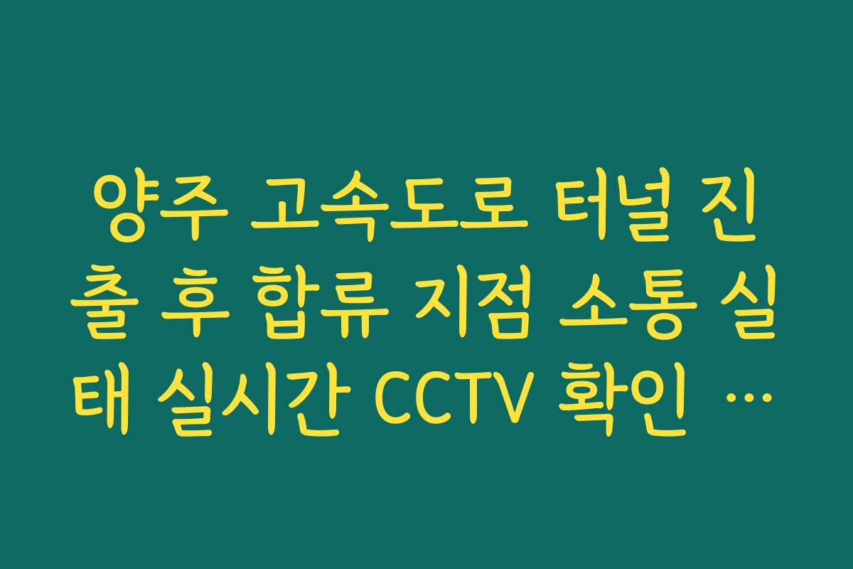 양주 고속도로 터널 진출 후 합류 지점 소통 실태 실시간 CCTV 확인 정보