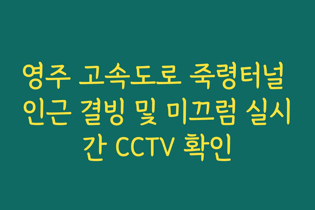 영주 고속도로 죽령터널 인근 결빙 및 미끄럼 실시간 CCTV 확인