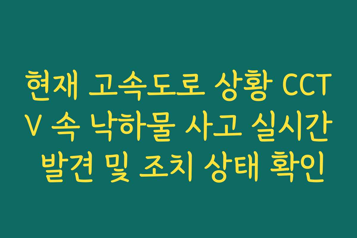 현재 고속도로 상황 CCTV 속 낙하물 사고 실시간 발견 및 조치 상태 확인