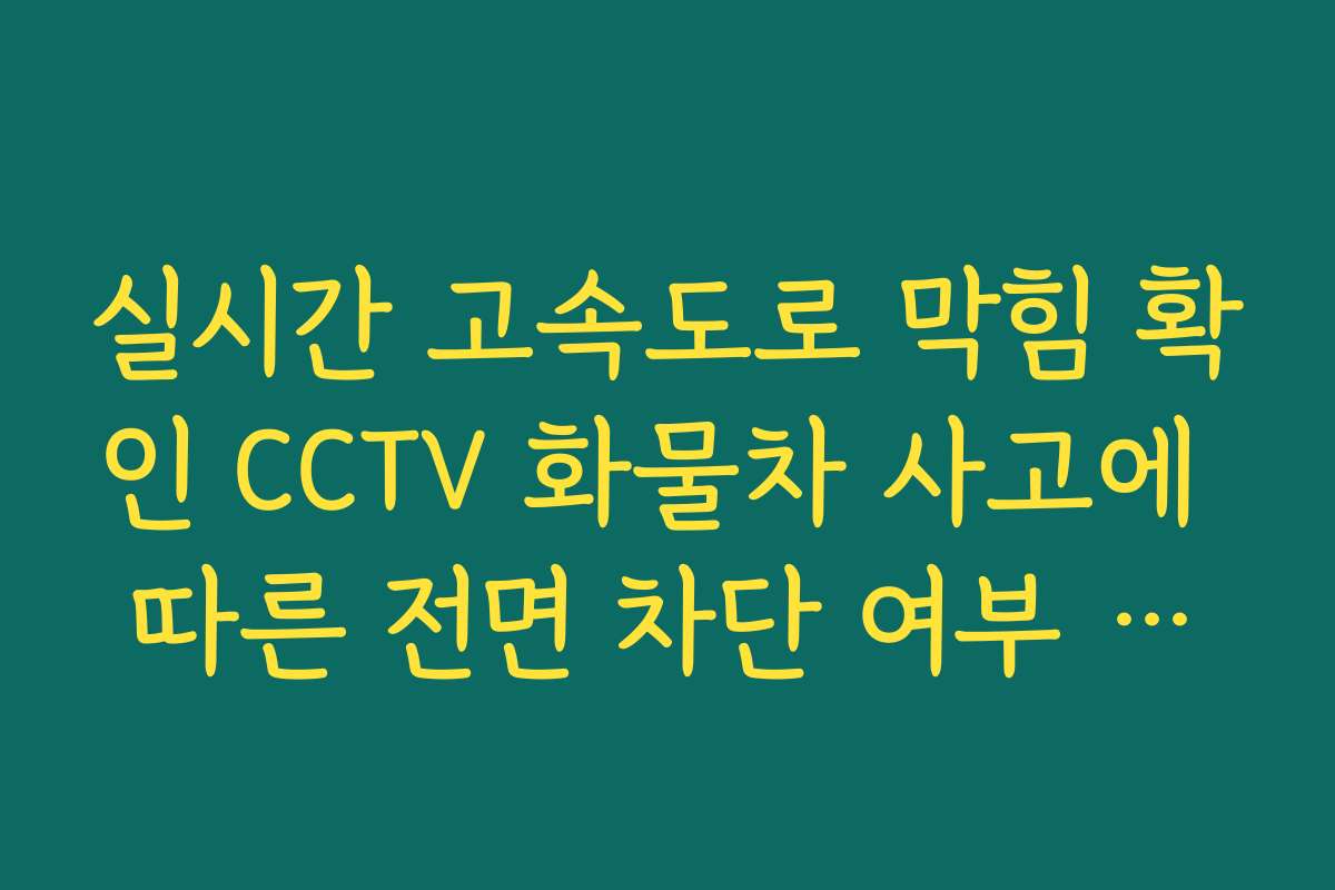 실시간 고속도로 막힘 확인 CCTV 화물차 사고에 따른 전면 차단 여부 확인
