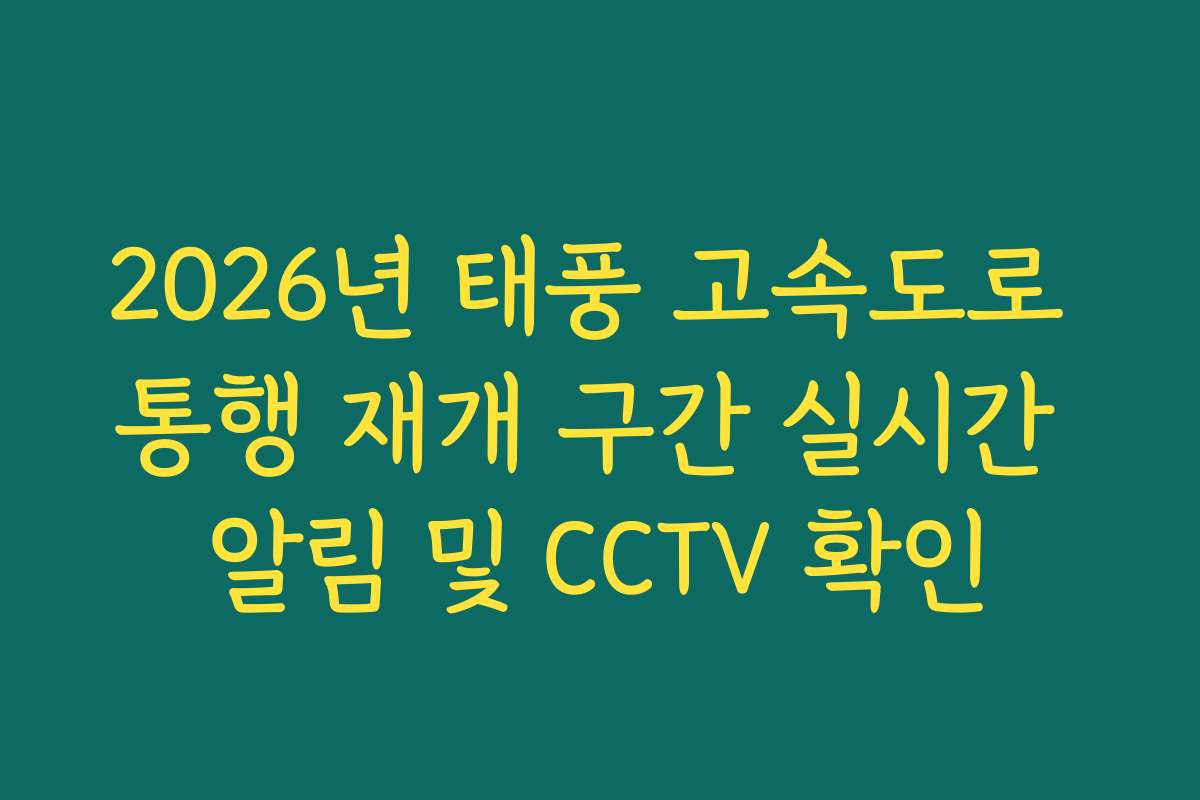 2026년 태풍 고속도로 통행 재개 구간 실시간 알림 및 CCTV 확인 2026년 태풍 고속도로 통행 재개 구간 실시간 알림 및 CCTV 확인