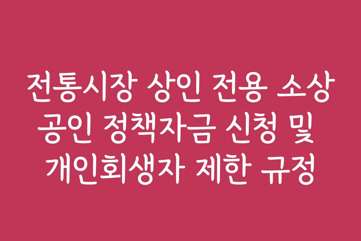 전통시장 상인 전용 소상공인 정책자금 신청 및 개인회생자 제한 규정 전통시장 상인 전용 소상공인 정책자금 신청 및 개인회생자 제한 규정