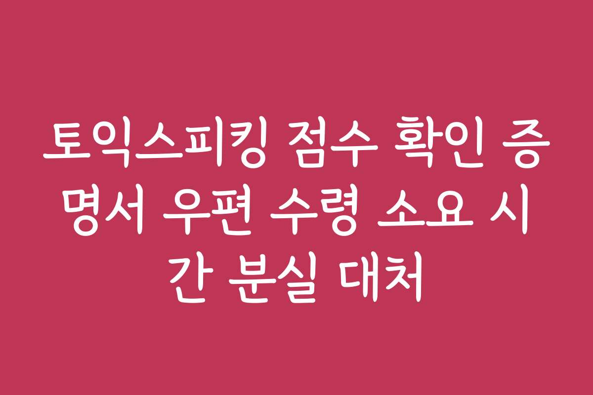 토익스피킹 점수 확인 증명서 우편 수령 소요 시간 분실 대처 토익스피킹 점수 확인 증명서 우편 수령 소요 시간 분실 대처
