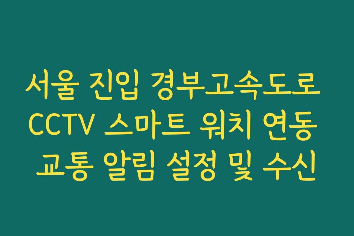 서울 진입 경부고속도로 CCTV 스마트 워치 연동 교통 알림 설정 및 수신 서울 진입 경부고속도로 CCTV 스마트 워치 연동 교통 알림 설정 및 수신