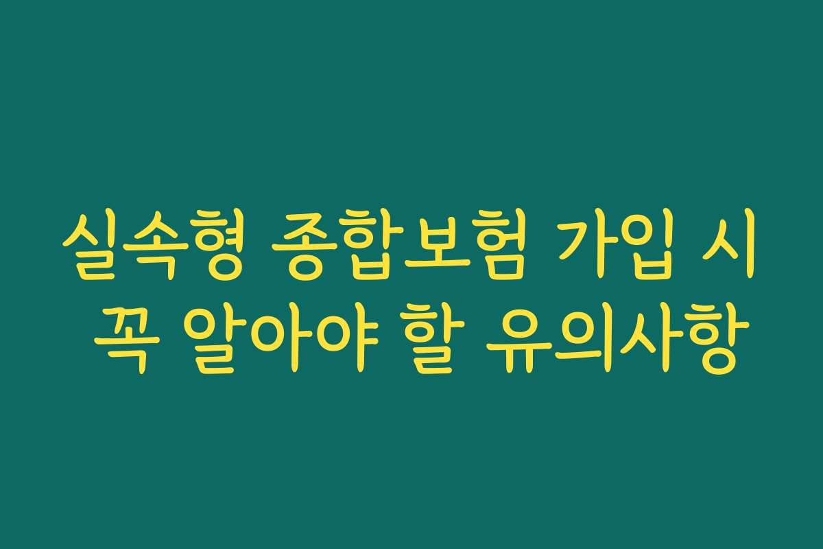 실속형 종합보험 가입 시 꼭 알아야 할 유의사항
