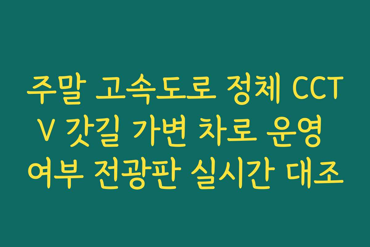 주말 고속도로 정체 CCTV 갓길 가변 차로 운영 여부 전광판 실시간 대조 주말 고속도로 정체 CCTV 갓길 가변 차로 운영 여부 전광판 실시간 대조