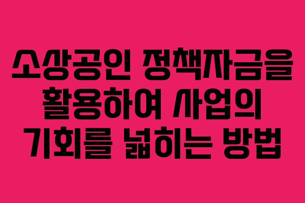 소상공인 정책자금을 활용하여 사업의 기회를 넓히는 방법 소상공인 정책자금을 활용하여 사업의 기회를 넓히는 방법