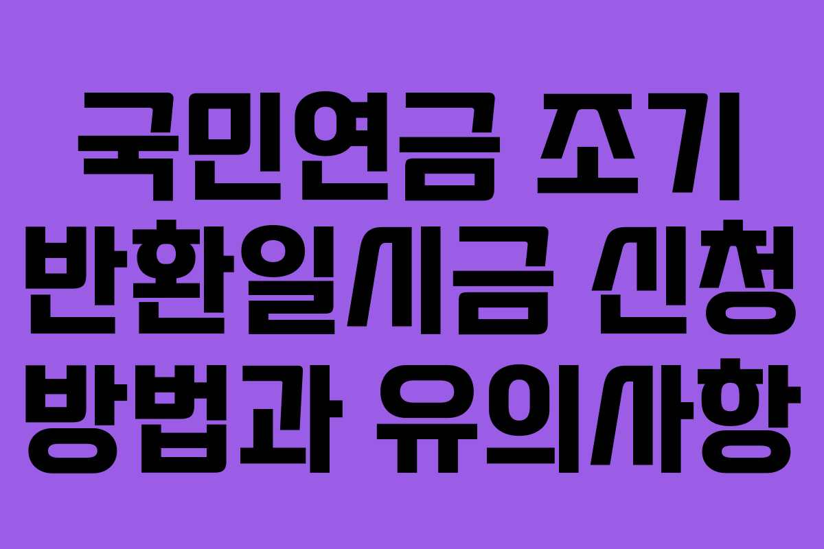 국민연금 조기 반환일시금 신청 방법과 유의사항 국민연금 조기 반환일시금 신청 방법과 유의사항