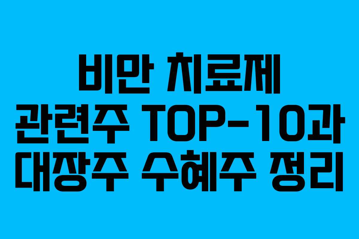 비만 치료제 관련주 TOP-10과 대장주 수혜주 정리