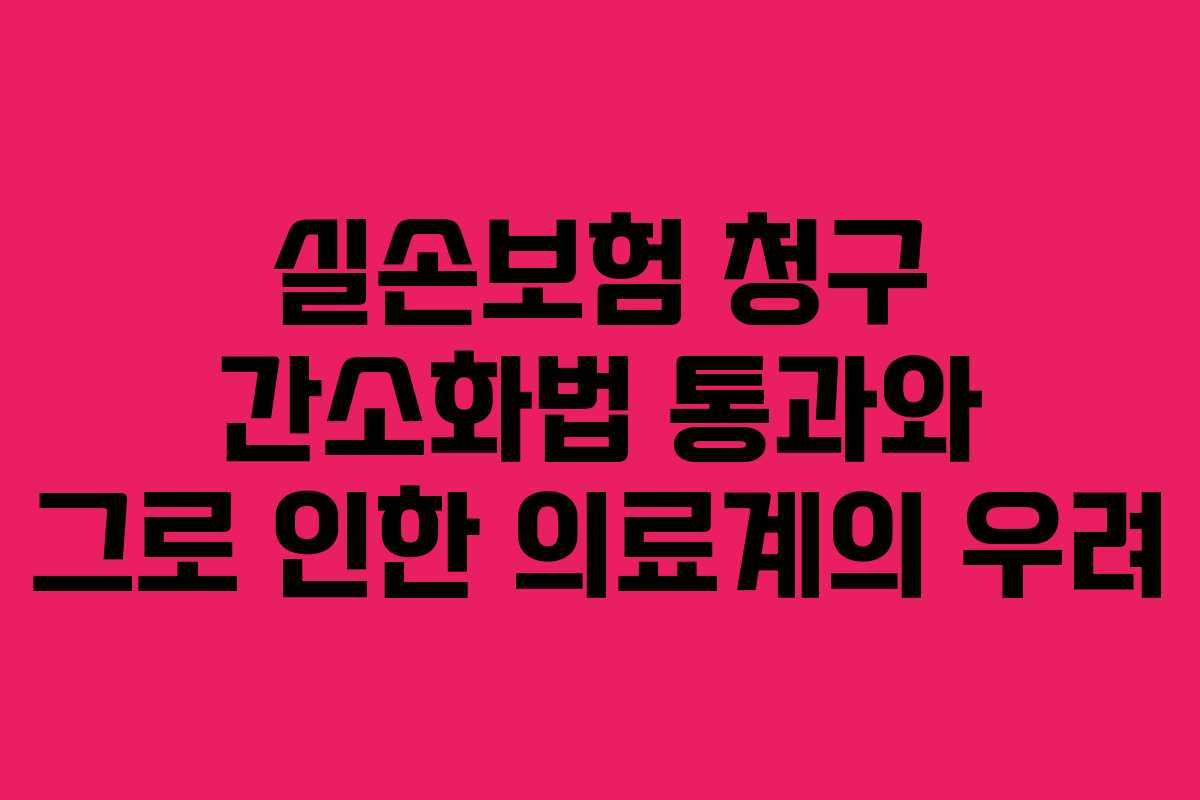실손보험 청구 간소화법 통과와 그로 인한 의료계의 우려