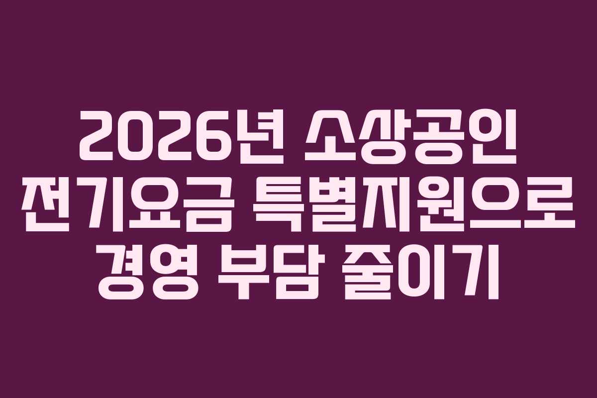 2026년 소상공인 전기요금 특별지원으로 경영 부담 줄이기