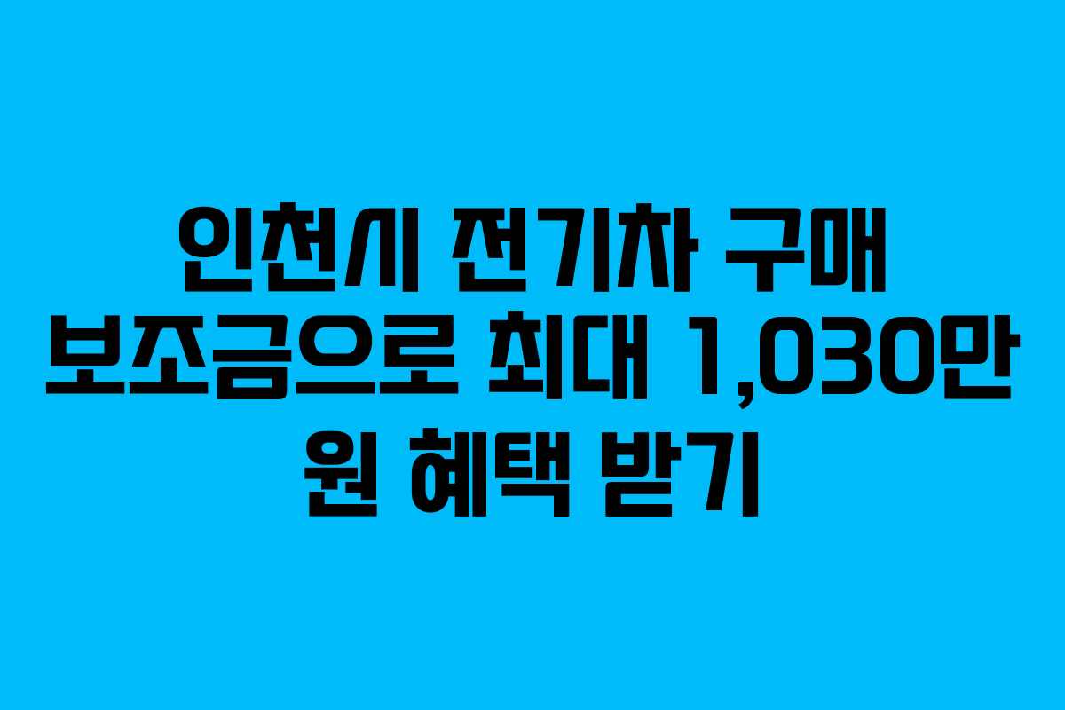 인천시 전기차 구매 보조금으로 최대 1,030만 원 혜택 받기
