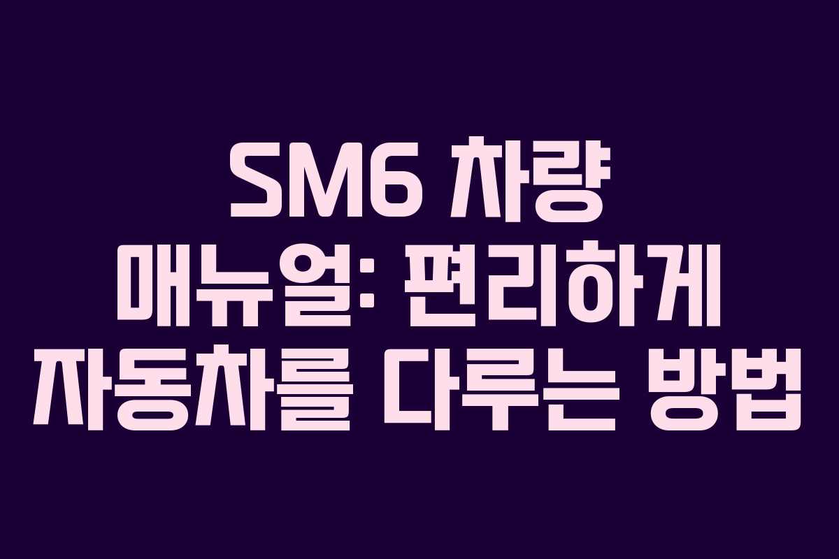 SM6 차량 매뉴얼: 편리하게 자동차를 다루는 방법