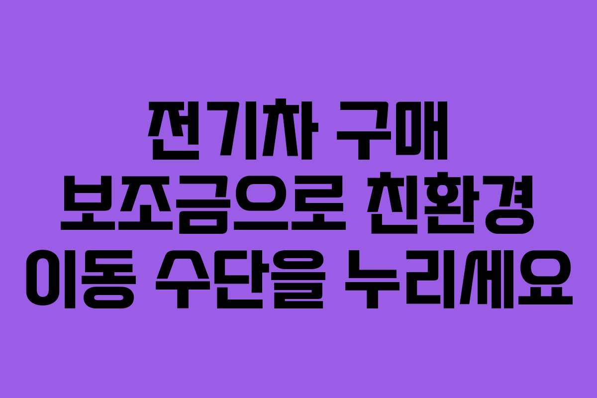 전기차 구매 보조금으로 친환경 이동 수단을 누리세요