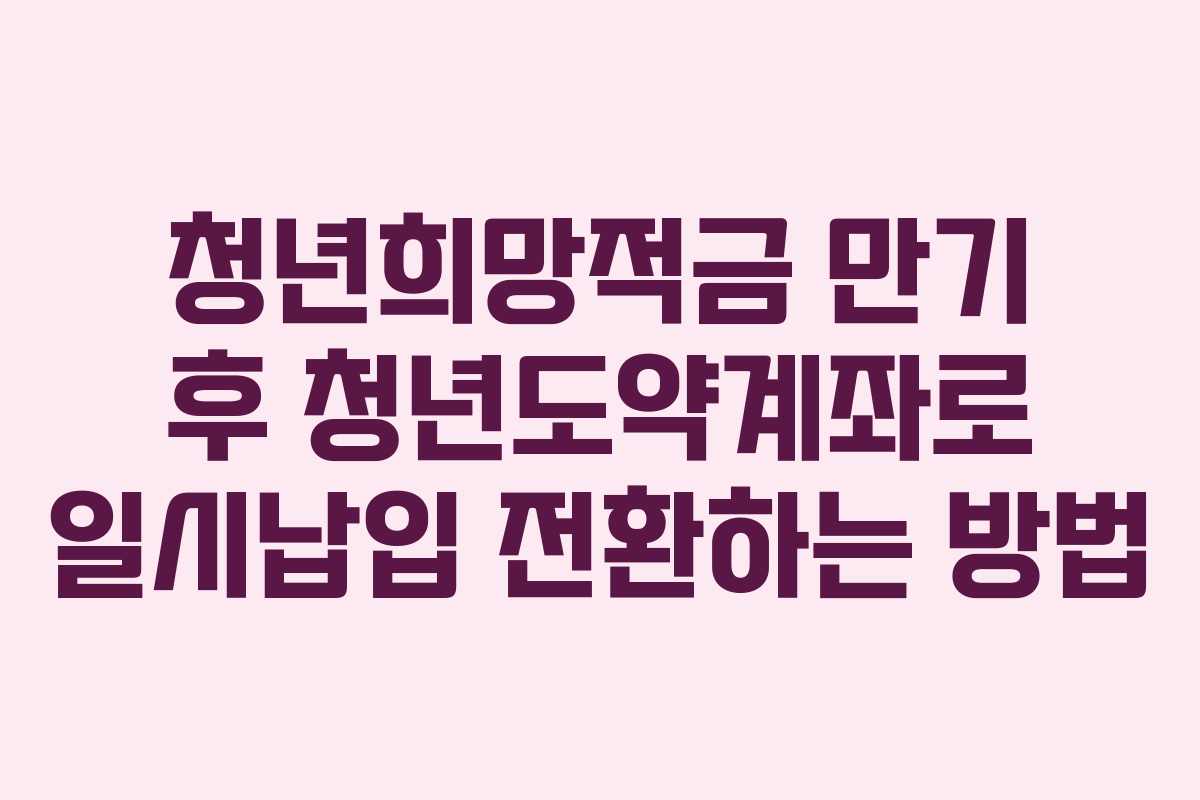 청년희망적금 만기 후 청년도약계좌로 일시납입 전환하는 방법