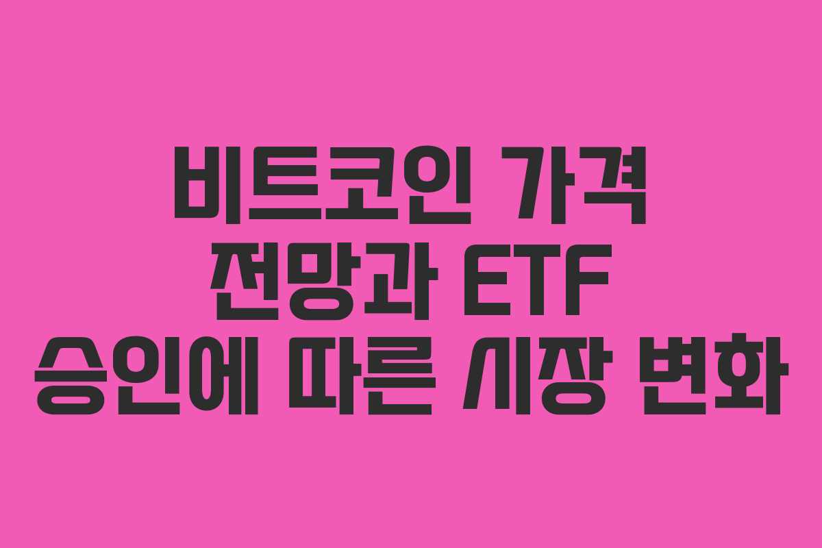 비트코인 가격 전망과 ETF 승인에 따른 시장 변화