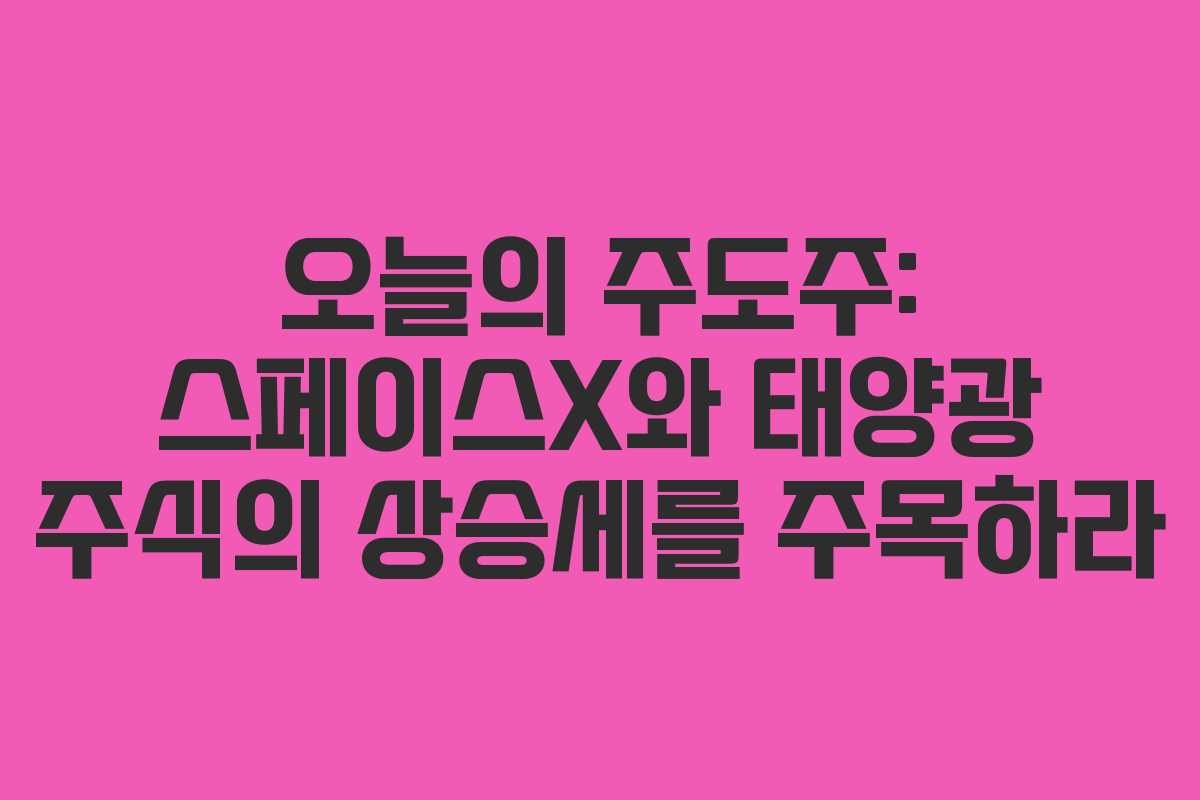 오늘의 주도주: 스페이스X와 태양광 주식의 상승세를 주목하라