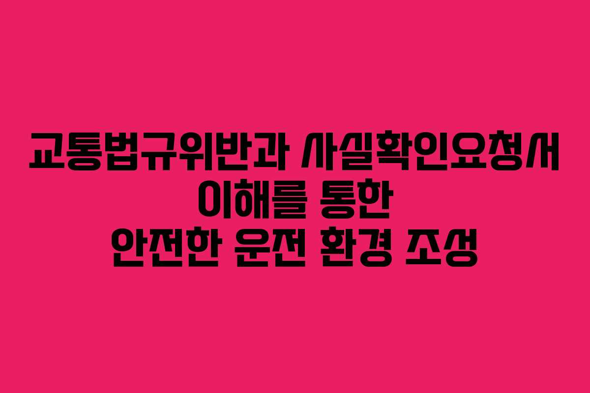 교통법규위반과 사실확인요청서 이해를 통한 안전한 운전 환경 조성