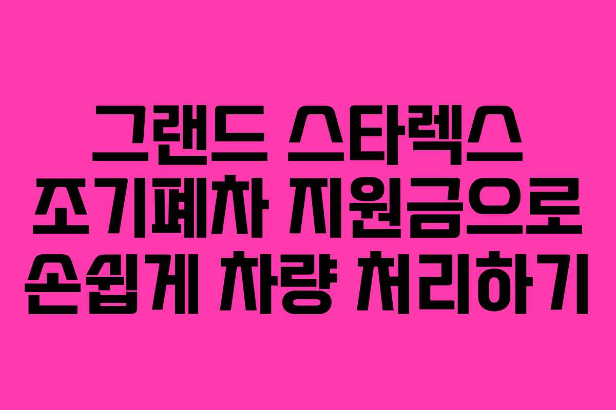 그랜드 스타렉스 조기폐차 지원금으로 손쉽게 차량 처리하기