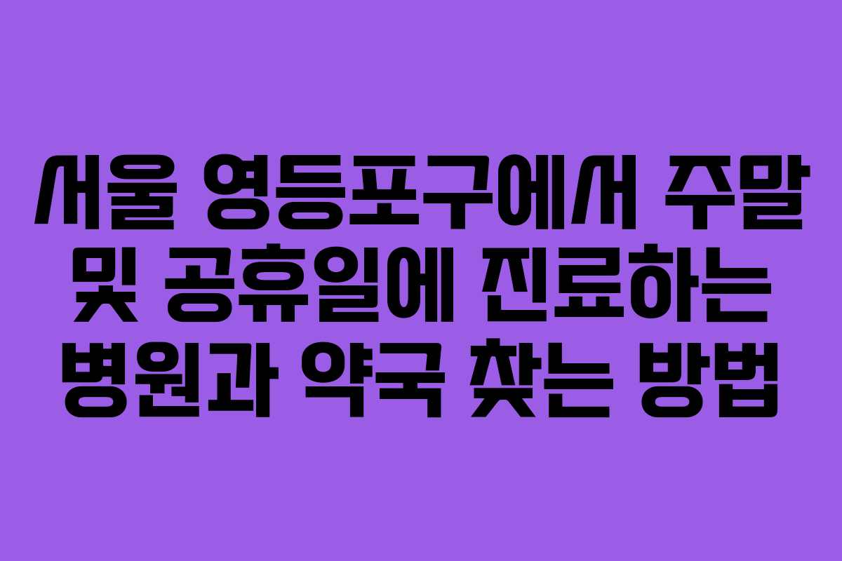 서울 영등포구에서 주말 및 공휴일에 진료하는 병원과 약국 찾는 방법