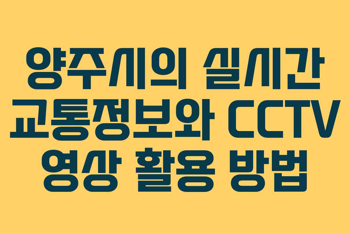 양주시의 실시간 교통정보와 CCTV 영상 활용 방법