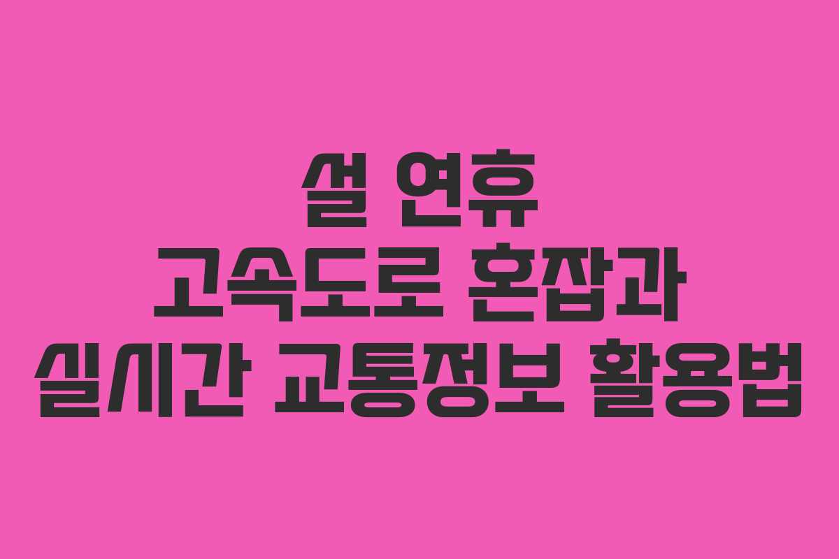 설 연휴 고속도로 혼잡과 실시간 교통정보 활용법