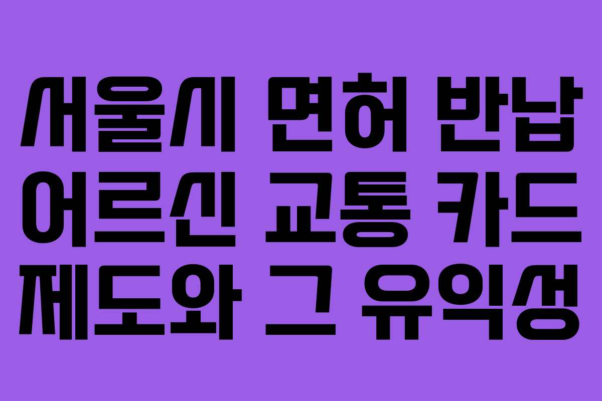 서울시 면허 반납 어르신 교통 카드 제도와 그 유익성 서울시 면허 반납 어르신 교통 카드 제도와 그 유익성