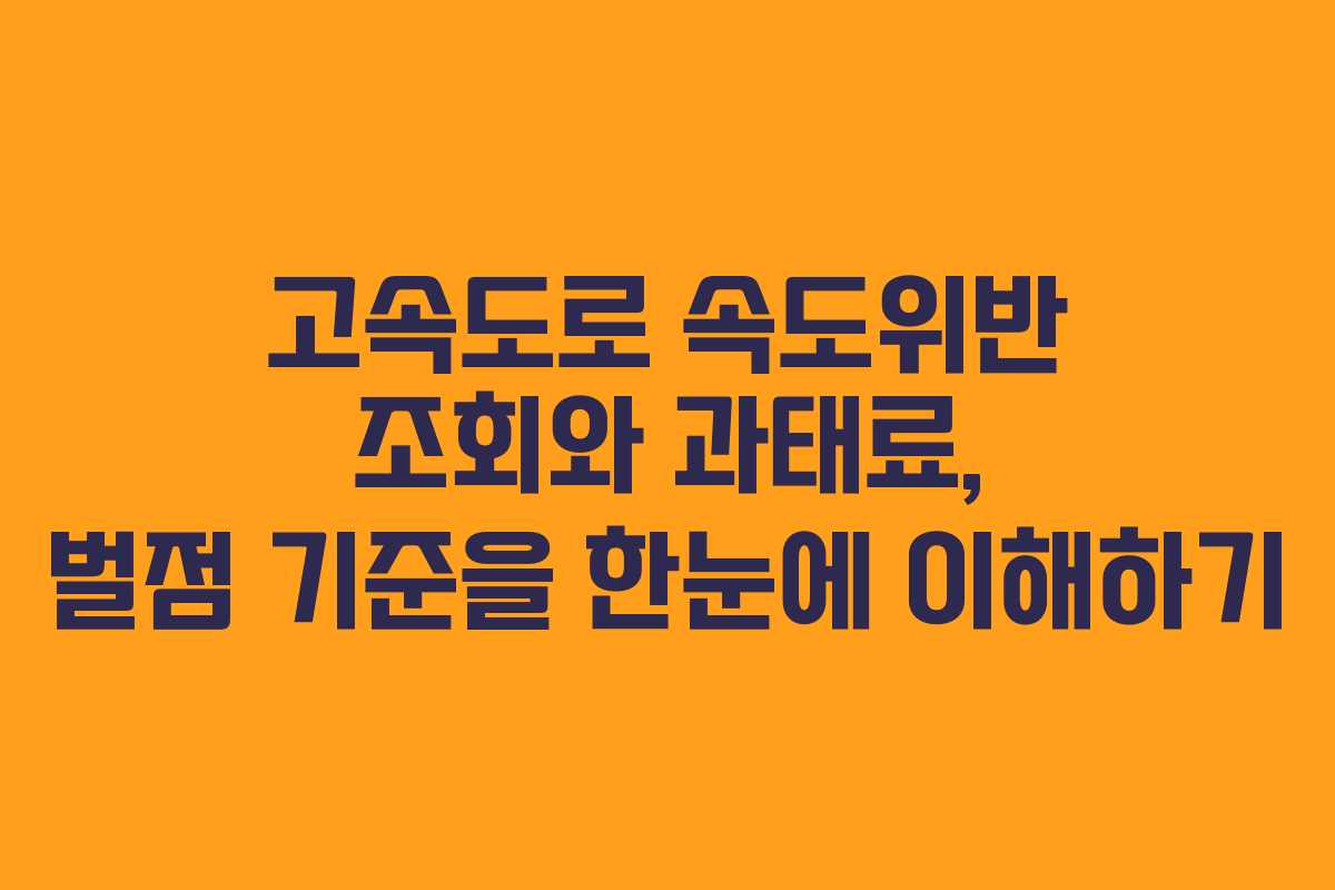 고속도로 속도위반 조회와 과태료, 벌점 기준을 한눈에 이해하기 고속도로 속도위반 조회와 과태료, 벌점 기준을 한눈에 이해하기