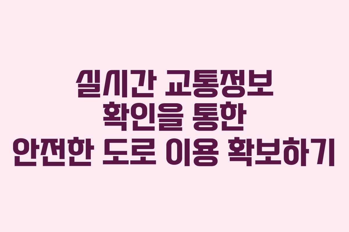 실시간 교통정보 확인을 통한 안전한 도로 이용 확보하기