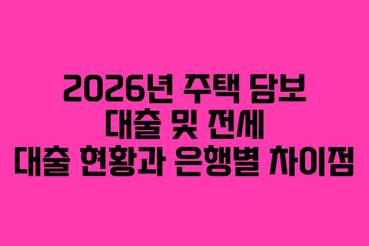 2026년 주택 담보 대출 및 전세 대출 현황과 은행별 차이점 2026년 주택 담보 대출 및 전세 대출 현황과 은행별 차이점