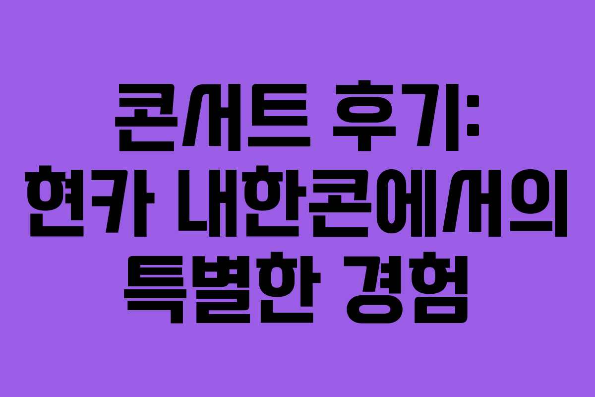 콘서트 후기: 현카 내한콘에서의 특별한 경험