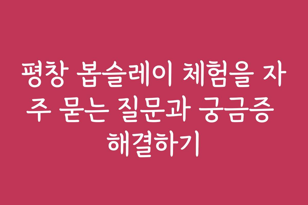 평창 봅슬레이 체험을 자주 묻는 질문과 궁금증 해결하기