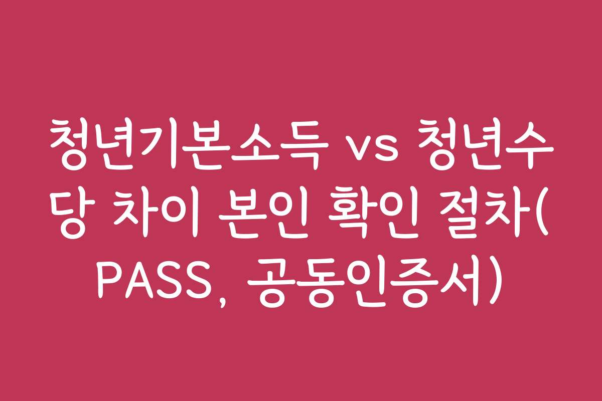 청년기본소득 vs 청년수당 차이 본인 확인 절차(PASS, 공동인증서)