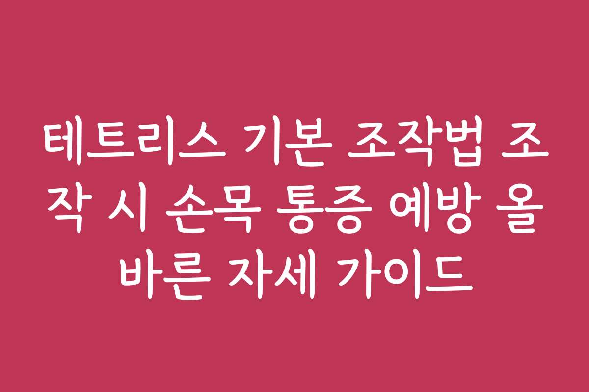 테트리스 기본 조작법 조작 시 손목 통증 예방 올바른 자세 가이드