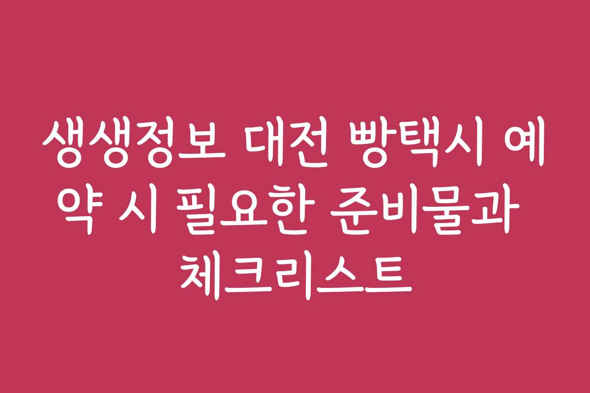 생생정보 대전 빵택시 예약 시 필요한 준비물과 체크리스트