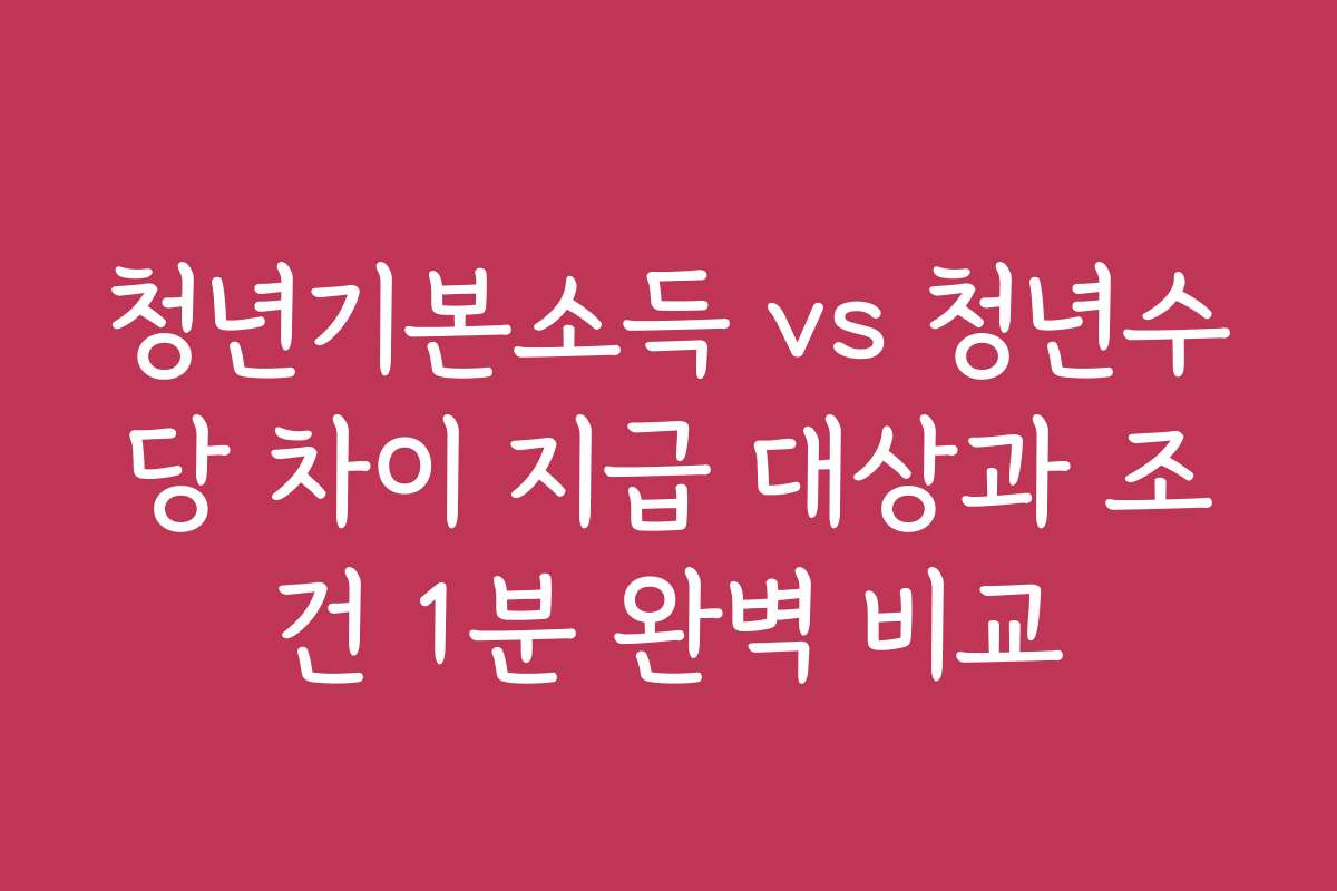 청년기본소득 vs 청년수당 차이 지급 대상과 조건 1분 완벽 비교