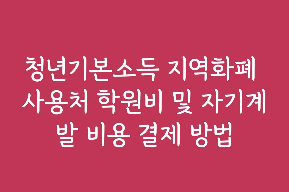 청년기본소득 지역화폐 사용처 학원비 및 자기계발 비용 결제 방법 청년기본소득 지역화폐 사용처 학원비 및 자기계발 비용 결제 방법