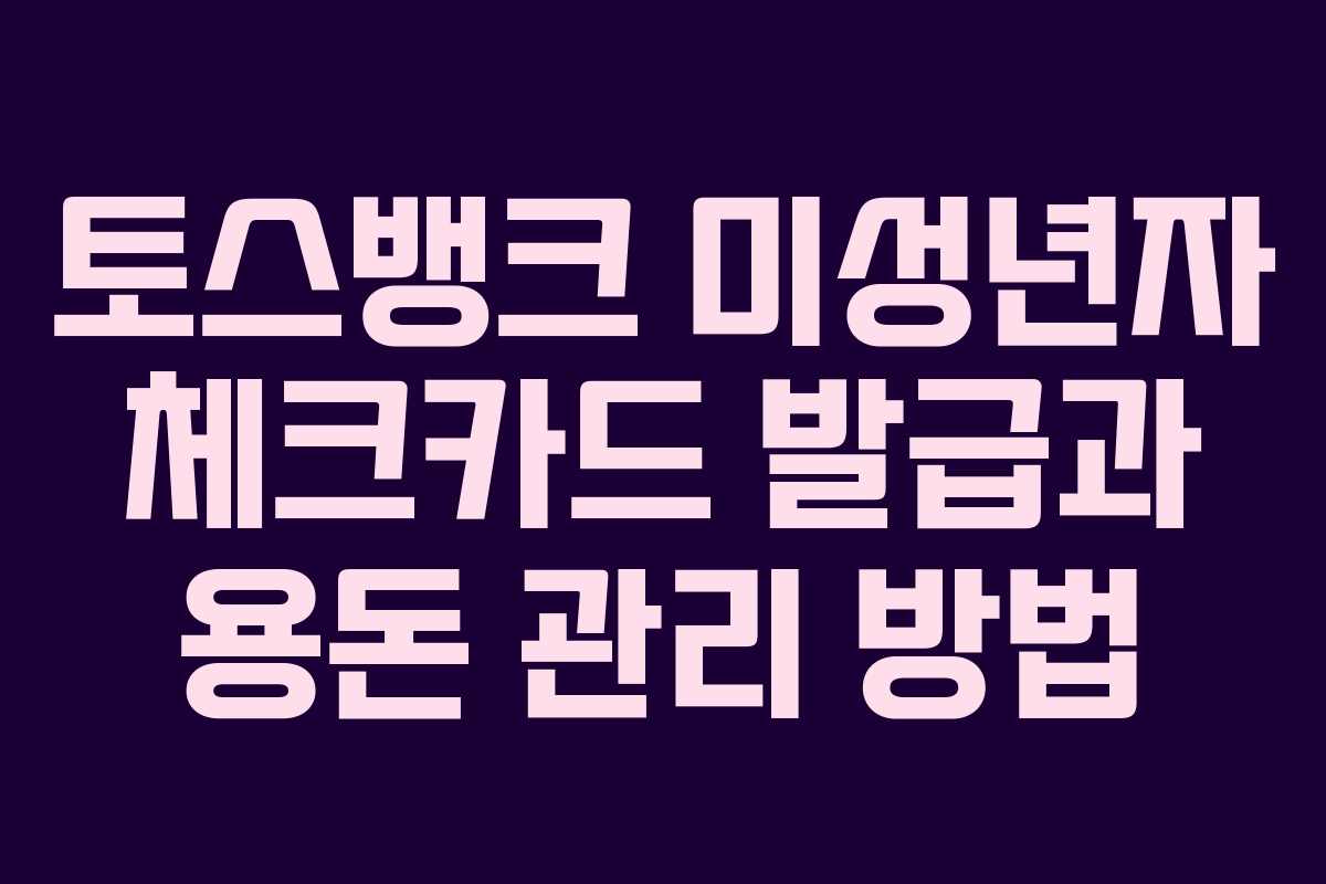 토스뱅크 미성년자 체크카드 발급과 용돈 관리 방법 토스뱅크 미성년자 체크카드 발급과 용돈 관리 방법